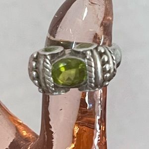 Peridot and sterling silver ring